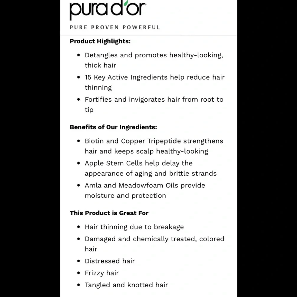 Pura d’or Hair Thinning Therapy Conditioner